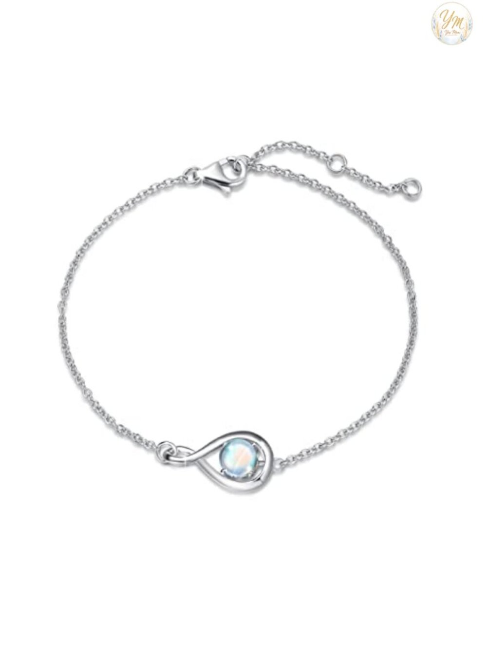 925 Sterling Silver White Gold Plated Infinity Birthstone Bracelet